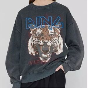 Anine Bing Black Tiger Graphic Sweatshirt